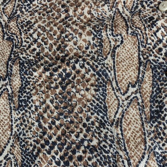 AUGUST SILK L Cardigan 100% Silk Long Sleeve Button Up Snake Skin Print Sweater - Picture 5 of 9